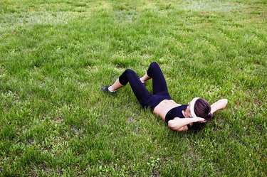 Situps on grass