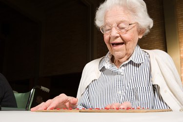 Senior woman playing bingo