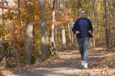 Man walking through the woods