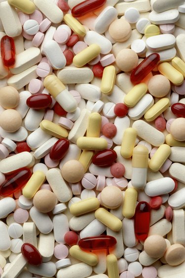 Close-up of an assortment of capsules and tablets