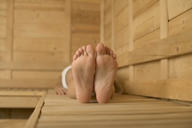 Feet in sauna