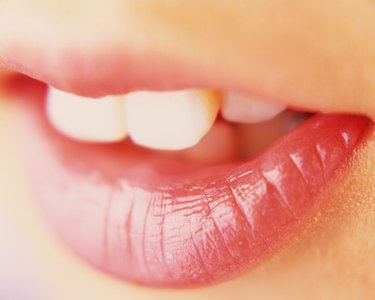 Closed Up Image of Feminine Lips, Differential Focus