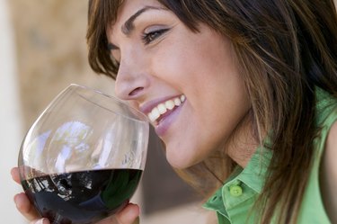 Woman drinking wine