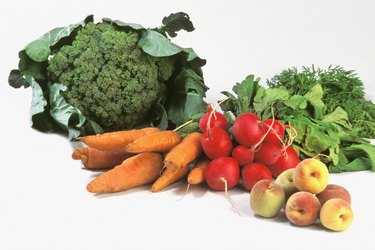 Various fruits and vegetables on counter