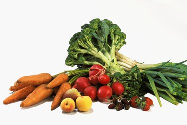 Various fruits and vegetables on counter