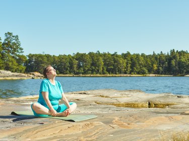 Real-life fitness training, mature woman