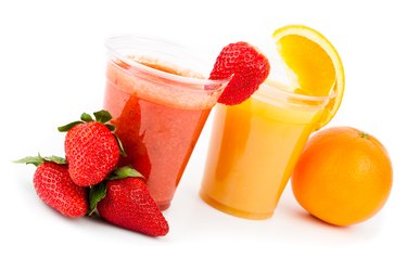 Strawberry smoothie and orange juice