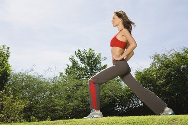 Woman stretching outdoors