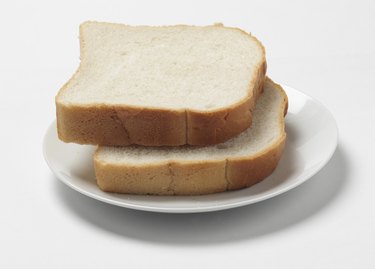 Two thick slices of white bread, close up