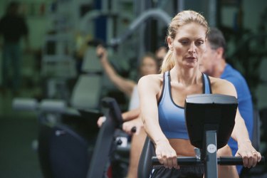 Woman on exercise machine