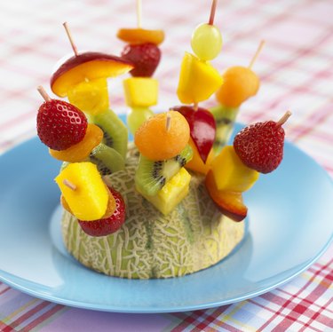 Fruit skewers , close up