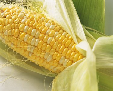 Corn on cob, high angle view, close up