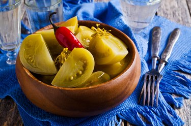 Canned green tomatoes