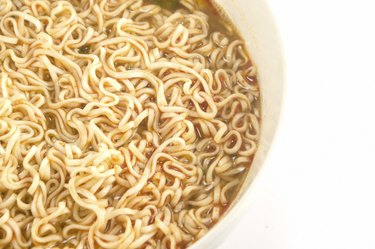 Instant noodles on white background