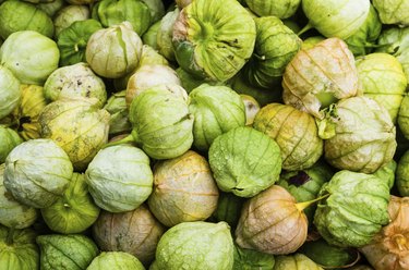 Tomatillos on display at market