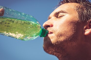 Man covered with water