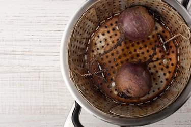 Beets in the steamer top view