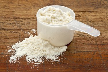white powder of whey protein