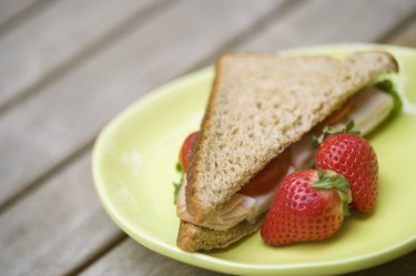 Turkey sandwich with strawberries