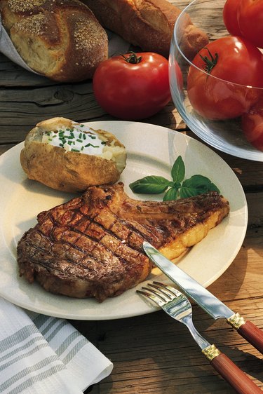 Grilled steak and baked potato