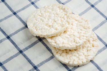 rice cake, puffed rice on table cloth