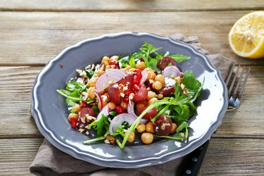 Light salad with fruits and chickpea