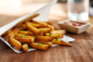 french fries and ketchup