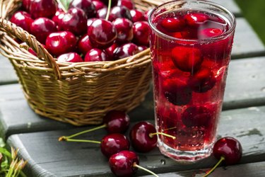 Fresh juice made of sweet cherries and ice