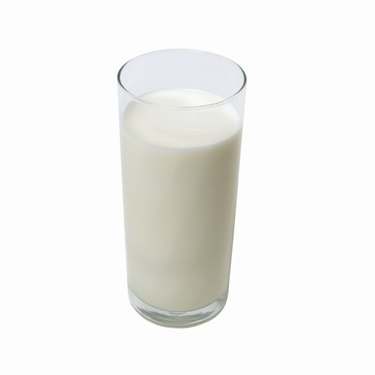 Close up of a glass of milk