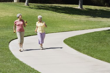 Senior women walking
