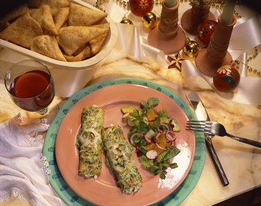 Herb enchiladas with watercress salad