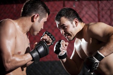 MMA fighters during a match