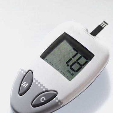 Close-up of a digital glaucometer