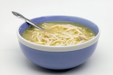 Bowl of chicken noodle soup