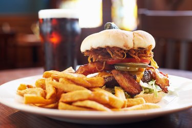 Hamburger and french fries