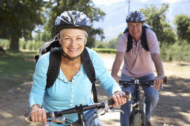 Senior couple on country bike ride