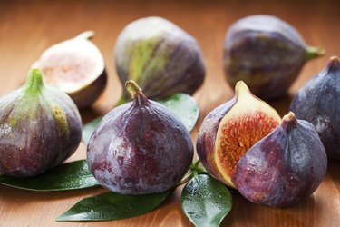 fresh figs on wooden table