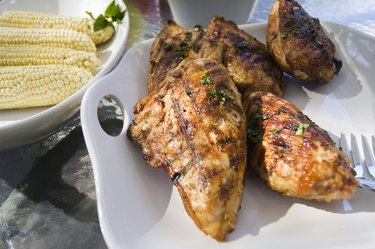 Grilled chicken and corn on the cob