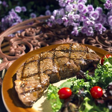 Close-up of steak on a plate