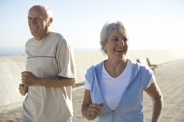 Couple jogging together