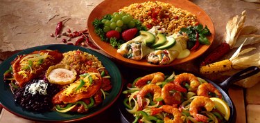 Fajitas , seafood and beef enchiladas