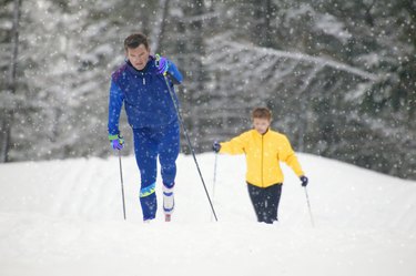 A couple of cross country skiers