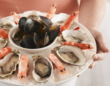 Close up of plate of seafood