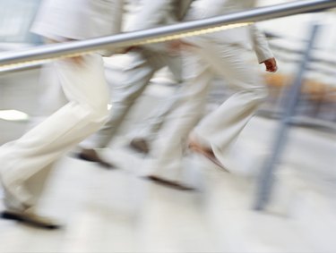 low section view of two men walking together