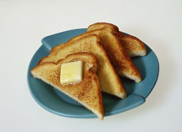 Sliced toast with butter