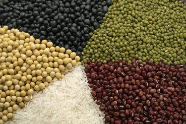 Different Chinese grains and beans, close-up