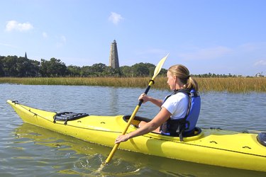 Teenage girl kayaking