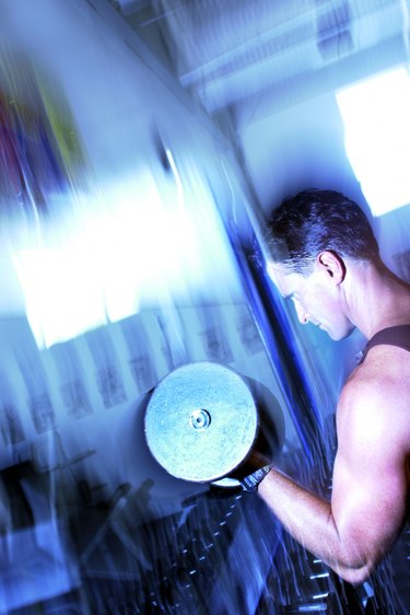 Man exercising with weights