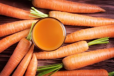 Top view of fresh carrot juice