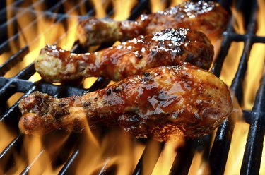 Barbecued Chicken on a Flaming Hot Grill